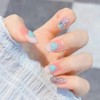 Light Blue Heart Shape Irregular Pattern 24pcs Nail Tips for