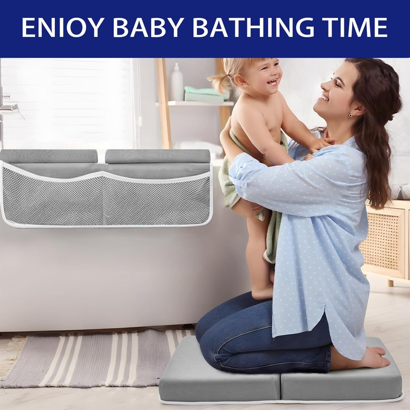 Ziixuper Baby Bath Kneeler and Elbow Rest Pad Set, Memory