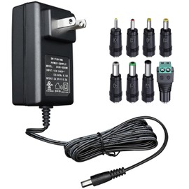 UL Listed 24V 0.5A 500mA DC Power Supply Adapter, 24V AC Adapter 100-240V to 24 Volt 0.5 Amp 6ft Long Power Supply Cord with 5.5mm x 2.1mm & 8 Adapter Tips