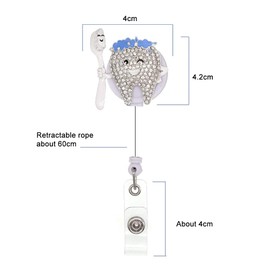 Smiling Tooth Rhinestone Alloy Badge Holder Cute Retractable ID Badge Scroll Gift, Suitable for Nurse/Doctor/Dentist