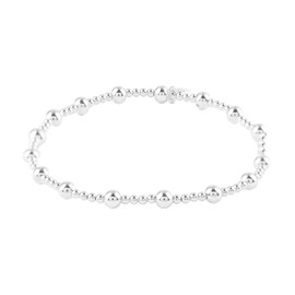 Shop LC - Pulseras de plata de ley 925 para mujer, pulseras elásticas de plata de ley con abalorio, joyería elástica con abalorio, regalos de Navidad para mujer, 7.50 inches, Metal, No es una piedra