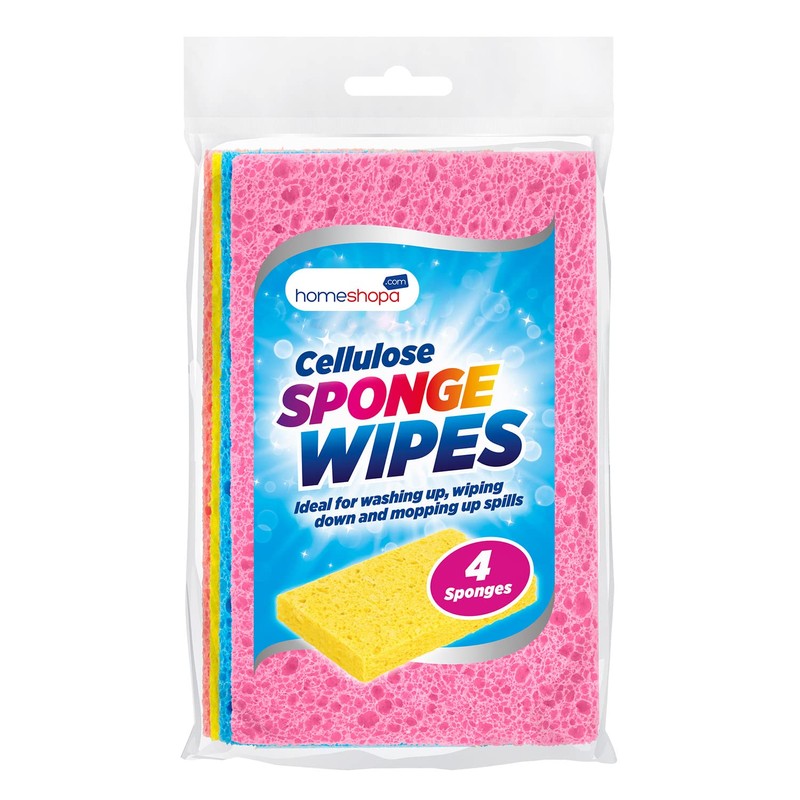 4 Pieces Cellulose Sponge Wipes Cleaning Scrub Washing Non-Scratch Sponge