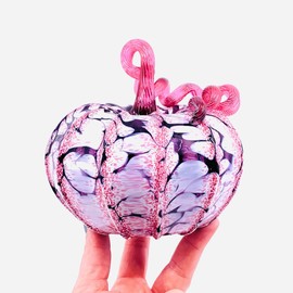 Luke Adams Glass Handmade Glass Pumpkins Handmade Table Top Home Decor (Squat, Cherry Blossom)