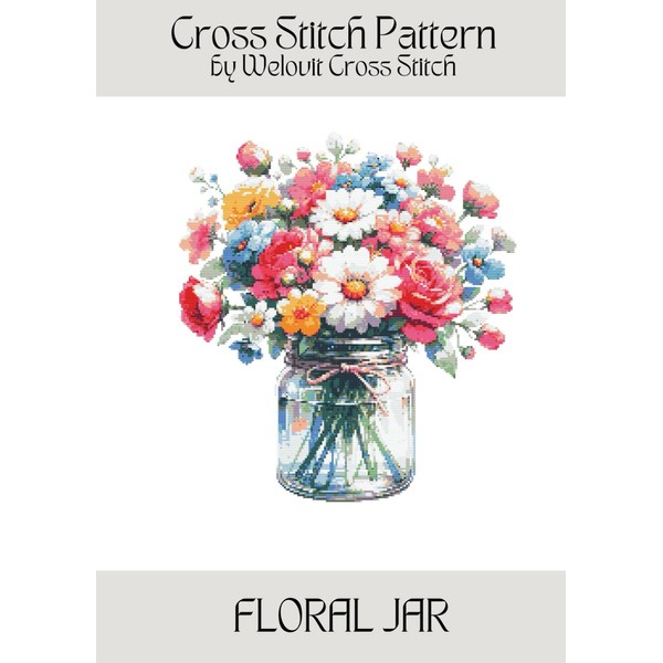 FLORAL JAR Cross Stitch Pattern: A beautiful cross stitch pattern