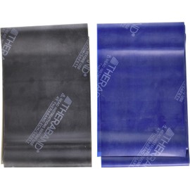 THERABAND Latexfreie Übungsbänder Professionelle Widerstandsbänder für Oberkörper, Unterkörper, und Rumpfübungen, Physiotherapie, Pilates, Heimtraining und Reha (Blau | Schwarz)