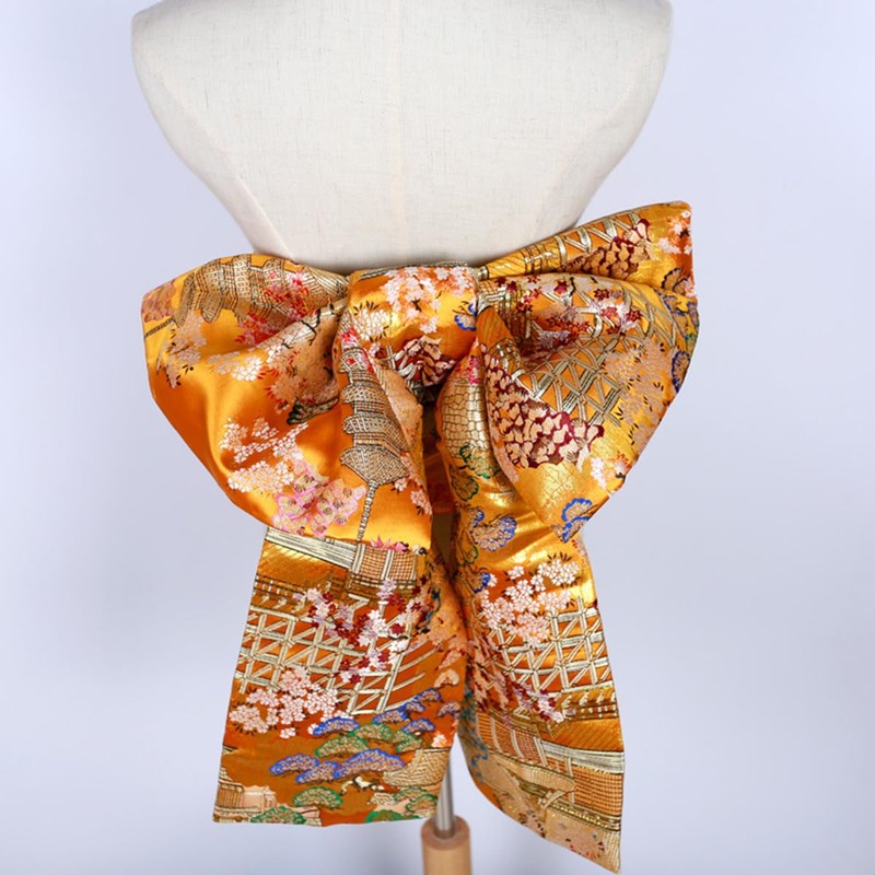 CAMDOM Womens Japanese Kimono Obi Belt Pre Tied Bow Jacquard