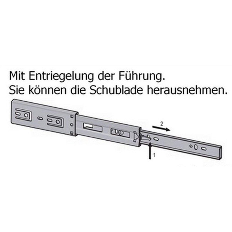Junker KV1-25-H35-Lxxx-NF full extension sliders, 250 - 550 mm maximum