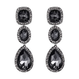 EVER FAITH Grey Rhinestone Earrings for Women, Wedding Bridal Crystal Drop Dangle Chandelier Earrings
