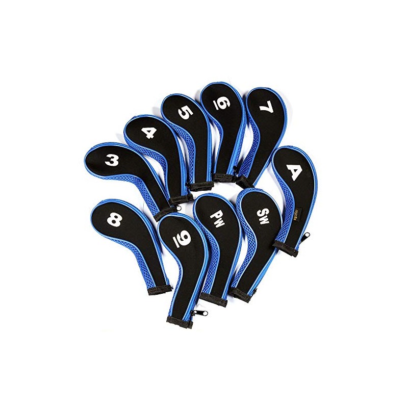 10pcs/Set Neoprene Zippered Long Neck Number Print Golf Iron Covers