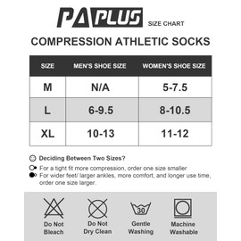 PAPLUS Compression Running Sock for Men and Women 3 Pairs, Cushioned Athletic Crew Socks with Arch Support