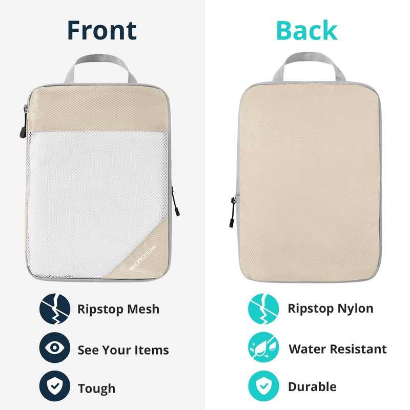 NICOSHOW Compression Packing Cubes 6 Set, Compressible Space-Saving Packing Cubes