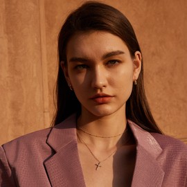 Valloey Rover Cross Pendant Chain Necklace,14K Gold Plated Dainty Cute Lucky Cross Tiny Pendant Necklaces for Women Men Jewelry Gifts