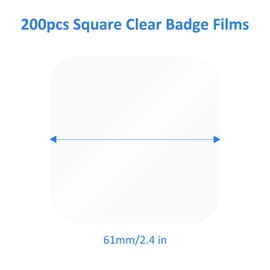 Happizza - 200 láminas cuadradas transparentes de 2.4 pulgadas, 61 mm, película protectora transparente para máquina de hacer botones de imán de nevera de 50 mm, película de plástico para insignias