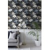 Safiyya Peel and Stick Wallpaper Black Floral Lotus Contact Paper