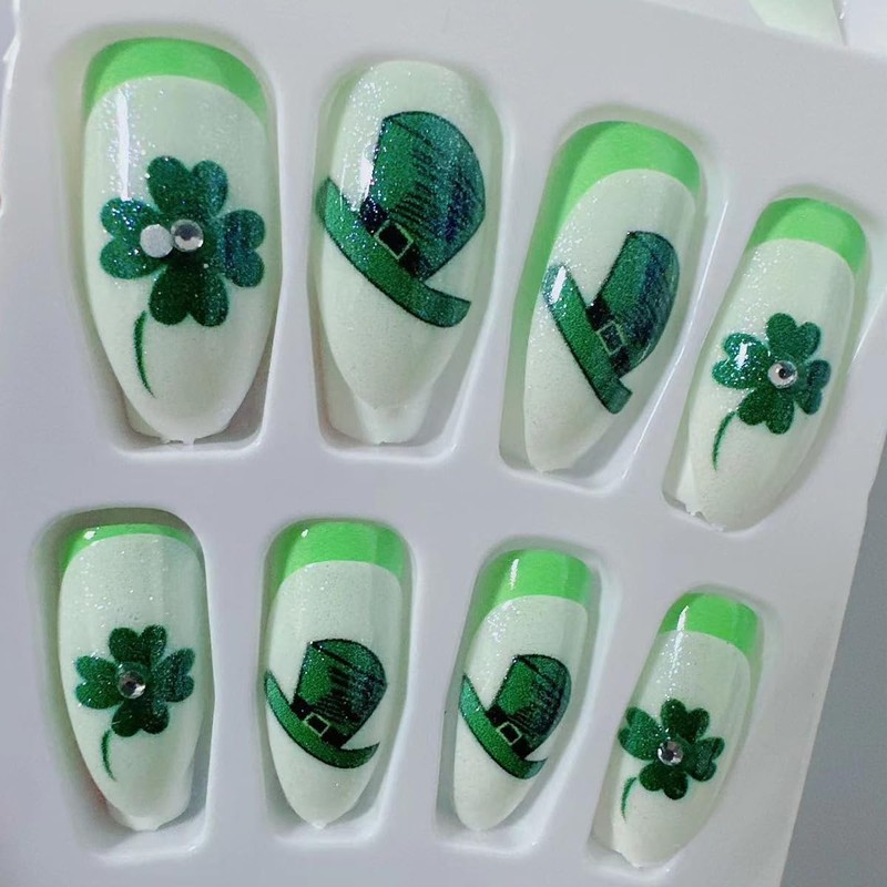 St. Patrick's Day Press on Nails Medium Length Fake Nails