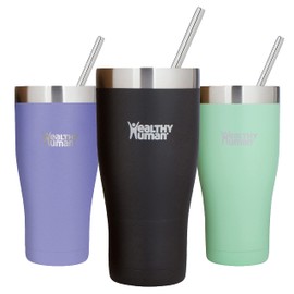 Healthy Human Insulated Stainless Steel Tumbler Travel Cruiser Cup with Straw and Lid 32 oz Pure Black