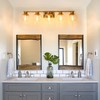 PAZALA Brushed Brass Bathroom Light Fixtures Over Mirror 5-Lights Vanity