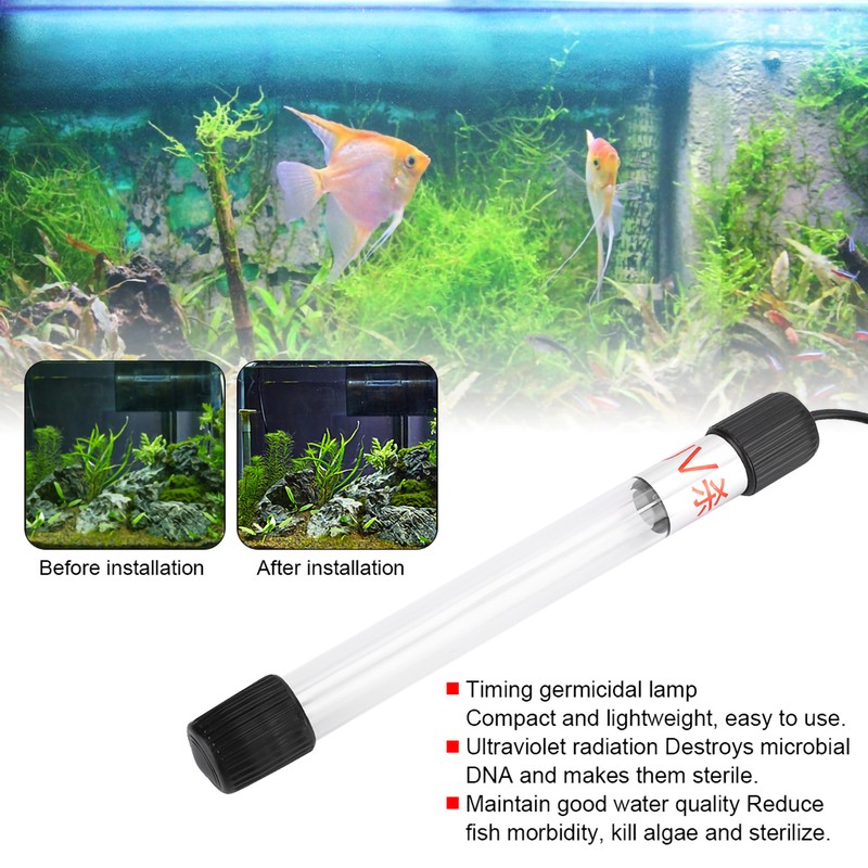 Fish Tank UV Timer Germicidal Lamp Aquarium Algae Lamp Amphibious