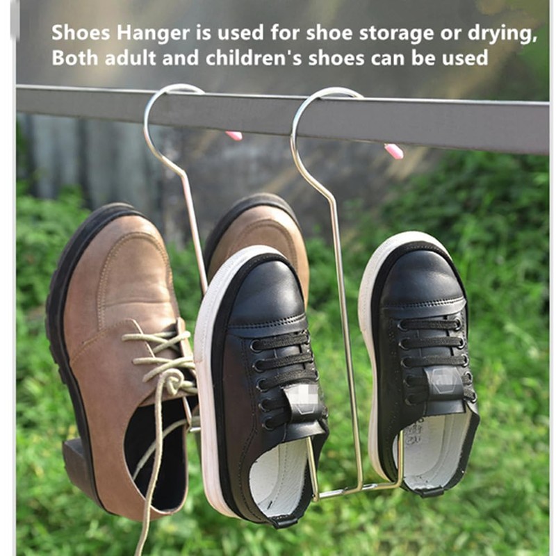 Leoyoubei 10 Pack Stainless Steel Shoes Hanger Drying Rack for