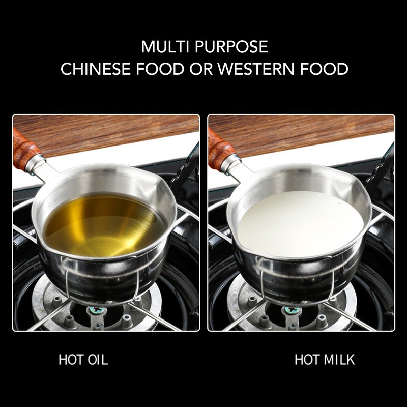 Butter Warmer Stainless Steel Wooden Handle 3 Layers Multi Purpose