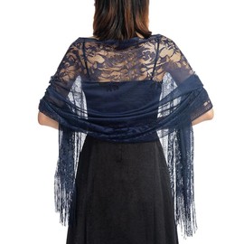 Evan EE01 Women's Stole, Lace, Formal, Weddings, After-parties, Congratulations, Condolences, 10 Colors,, navy
