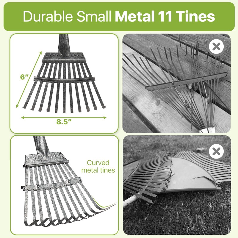 Rake for Leaves, Small Leaf Rake for Garden, 70-inch Adjustable
