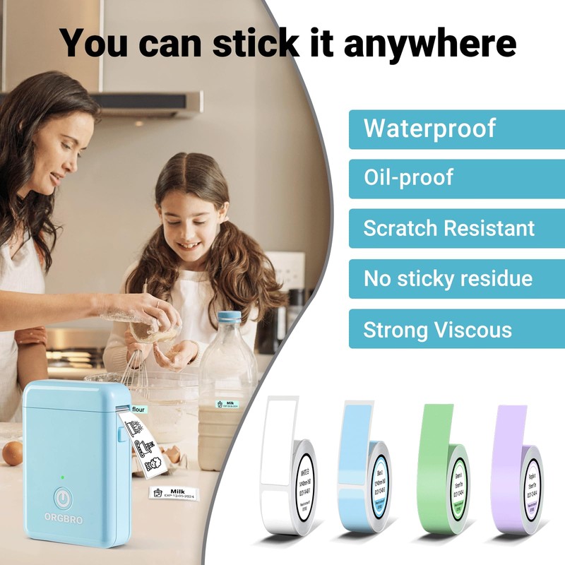 ORGBRO Label Maker Machine with Tape, X1 Portable Bluetooth Mini