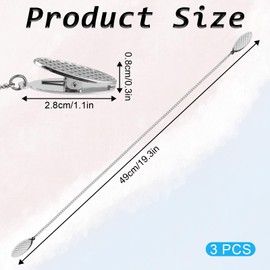 JIYIN 3 PCS Napkin Chain, Metal Chain Napkin Clips Adjustable Lightweight Portable Napkin Holder Towel Apron Bibs Fixing Clip for Runners Youth Adult and Elderly, Silver