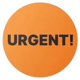 Urgent Labels (1.5 inch, Circle Dot - 300 Labels) Clear & Bold Urgent Signage Stickers for Important Shipments, Packages, Back-Stock, Shipping & Handling