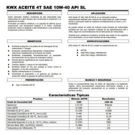 Aceite Moto 4 Tiempos 10w40 Sintético Multigrado 946 Ml Kwx