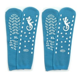 GBM Geckos - Plush Double Tread Non-Slip Safety Socks 2-PACK (Light Blue, Extra Large)
