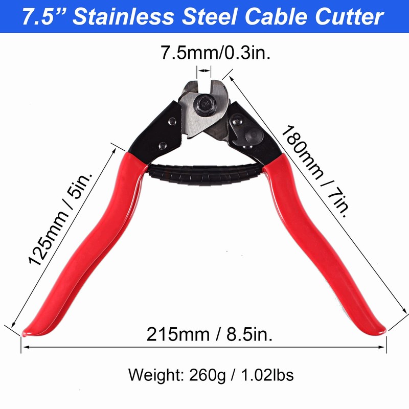LUBAN 7.5" Stainless Steel Cable Cutter Wire Rope Aircraft Cable