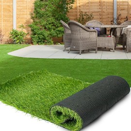 Fasward Fake Grass Turf Rug, Artificial Grass 3x5 Ft 1.38 inch Custom Size, Indoor Outdoor Synthetic Grass Mat Carpet, Astroturf for Dogs Potty with Drainage Holes