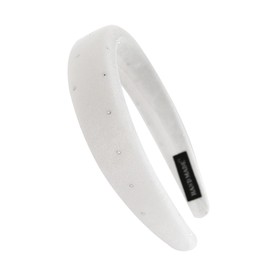 axy HRK10A Padded Velvet Headband with Rhinestones Women's Headband Hair Accessories Hair Band Hair Band (White, Wide)