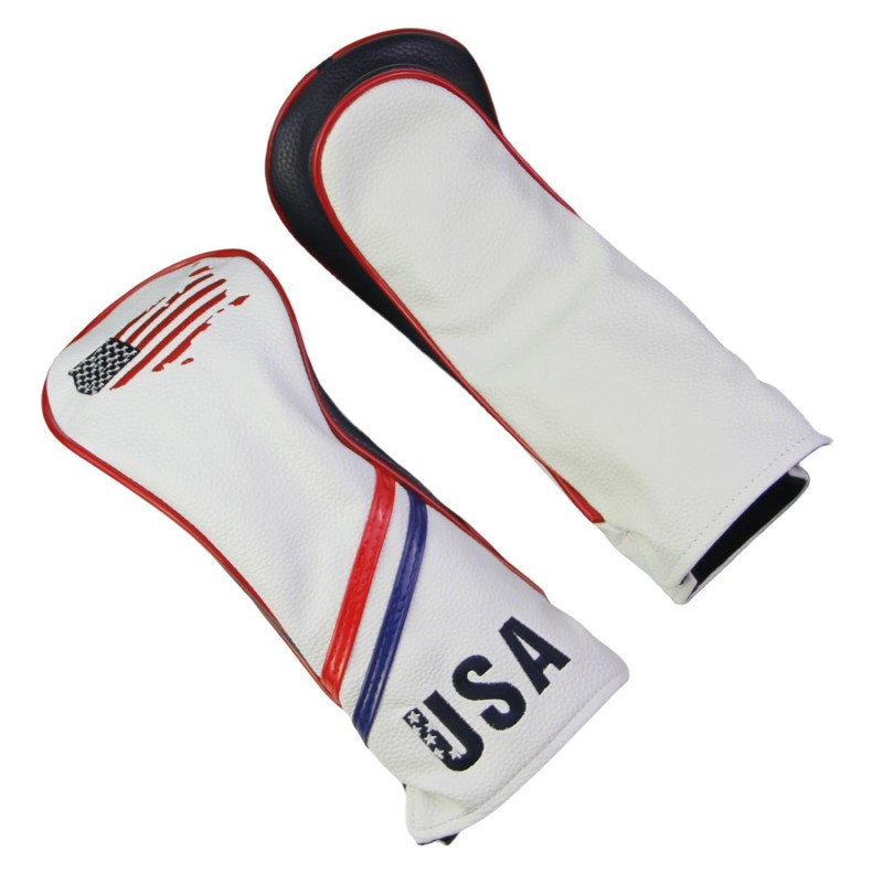 USA Flag Covers Driver 1 3 5 Headcovers 3Pcs White