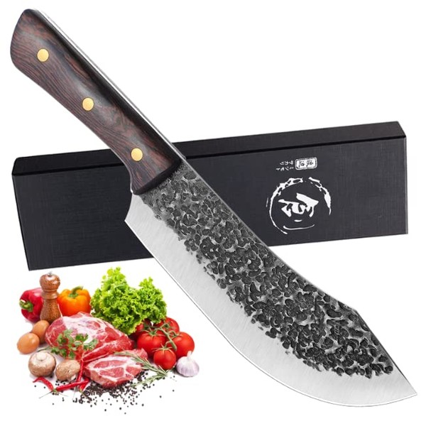 JASON 30 cm Professional Meat Knife Sharp Kitchen Knife Chef's Knife Barbecue Knife Chopping Knife for Barbecuing Camping Outdoor Activities