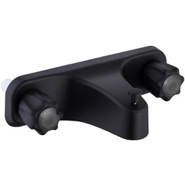 Mobile Home RV Tub Shower Center-Set Faucet, 8 inch, 2-Handle Wall Mount Shower Valve, RV and Motor Home Bath Tub & Shower Faucet with Clear Acrylic Knobs (Matte Black)