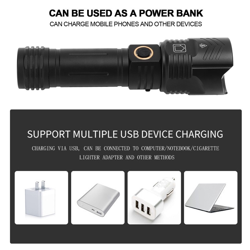 Camping Flashlight XHP160 Outdoor LED Torch USB Charging Ultra Bright