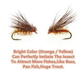 ZZWIF Floating Deer Hair Caddis Fishing Flies Handmade Dry Fly for Bass Salmon Panfish Trout 12 Pcs / Box