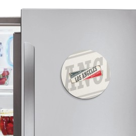 Unbranded Los Angeles Retro Travel Tin Sign | 4'' X 4'' Round Decorative Magnet