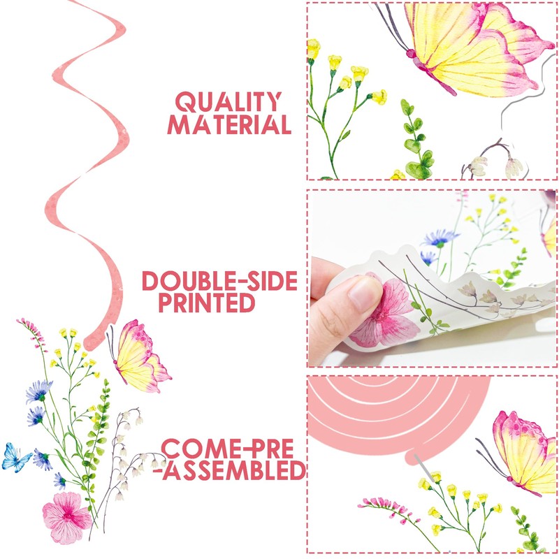 Wildflower Party Hanging Swirls 20Pcs Wildflower Theme Birthday Decorations Wildflowers