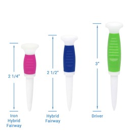 Flex Tee Flexible Florescent Green/Blue/Pink Plastic Golf Tees, 8 Pack Assorted Sizes | Virtually Unbreakable Colorful Golf Tees, Greater Distance, Accuracy, Less Resistance