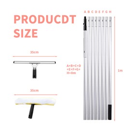 WAMVZYX Windows Glass Cleaning Tool, Window Washer with Aluminum Extension Poles 8m, Professional Window Squeegee for Gas Stations Office Buildings Home Window Property Maintenance White