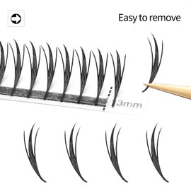 XIUSUZAKI Class Manga Lashes Extension Comic Volume Premade Fans Lashes Curl Wispy Matte Black Lash Extensions (QSMH-0.07-D-MIX-8MM-15MM)