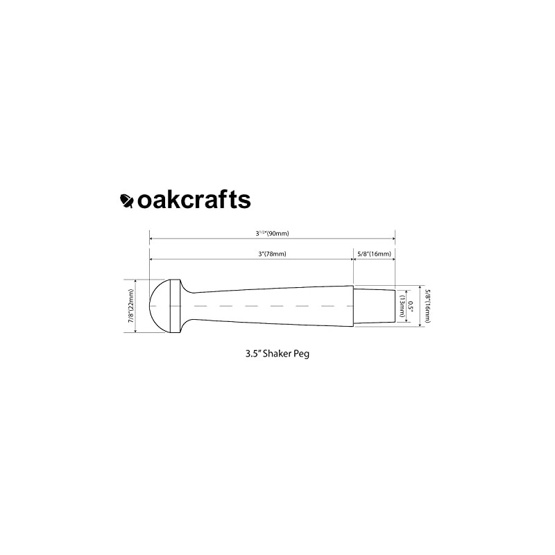 Oakcrafts - Oak Shaker Peg 3.5" - (Pack of 10)