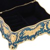 Royalblue Rhinestone Jewelry Box Ring Retro Flower Engraved Earrings Necklace