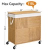 WOWLIVE Double Laundry Hamper with Lid, Handwoven Rolling Laundry Basket