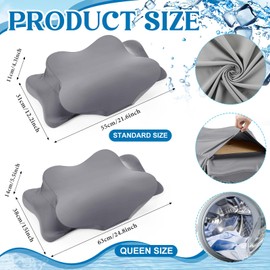 Hahafelt 2 Pcs Cooling Cervical Neck Pillowcase with Envelope Closure (Only Pillowcase) Ergonomic Pillow Case Smooth Soft Cool Case for Side Back Stomach Sleepers(Dark Gray,Queen Size)