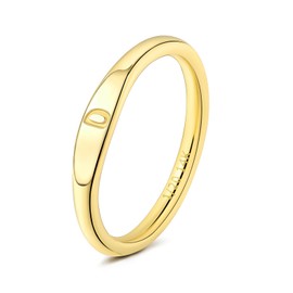 YURZA Gold Initial Rings for Women Non Tarnish Thumb Rings for Teen Girls 14K Gold plated for Women, Stainless Steel, No Gemstone