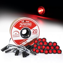 Ledvillage 20 Pcs 3/4 Inch Side Marker Red Light with Connector and 2 Prong Harness Roll Female Plugs (20 Counts) Indicator Light, Clearance Light for Truck Trailer Pickup